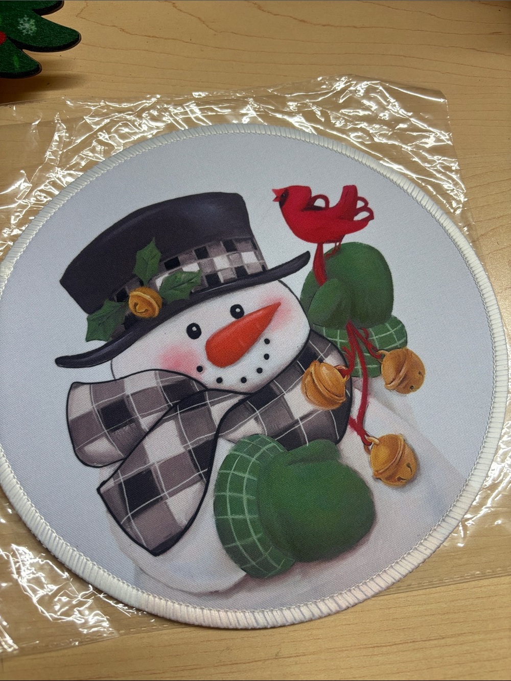 Festive Snowman Holiday Placemat - White & Green